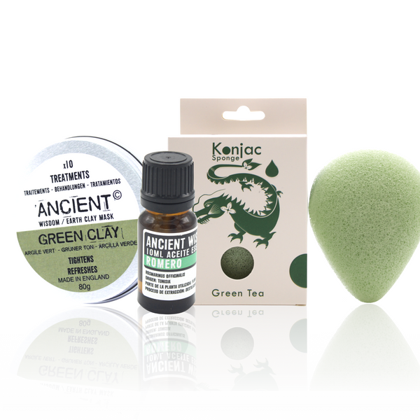 Esponja Konjac Verde, Arcilla y Aceite Esencial